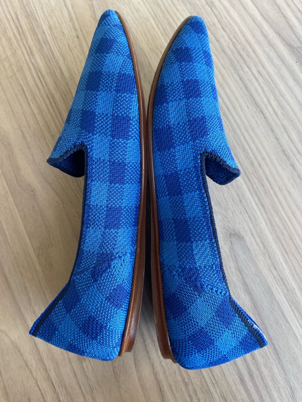 Rothy's Blue Knit Slip-On Flats with Green Insole - Picture 7 of 12